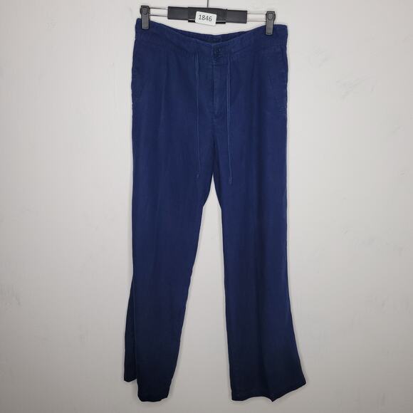 Lauren Ralph Lauren Women Wide Leg Linen Pants Size 6 Blue Drawstring - Picture 1 of 11